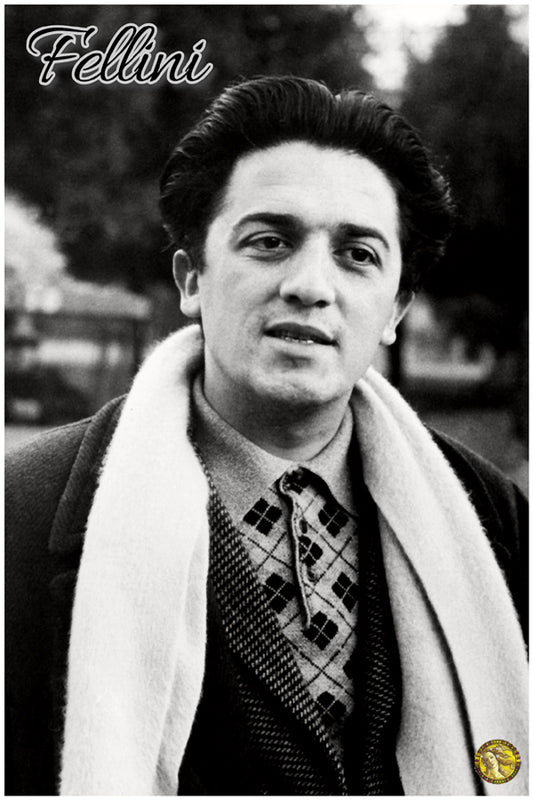 Federico Fellini | Vintage Famous Personalities | Large Poster Art Print | Wall Frame
