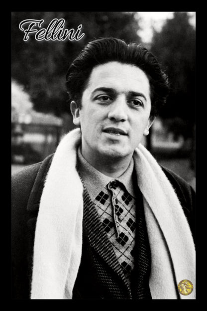 Federico Fellini | Vintage Famous Personalities | Large Poster Art Print | Wall Frame