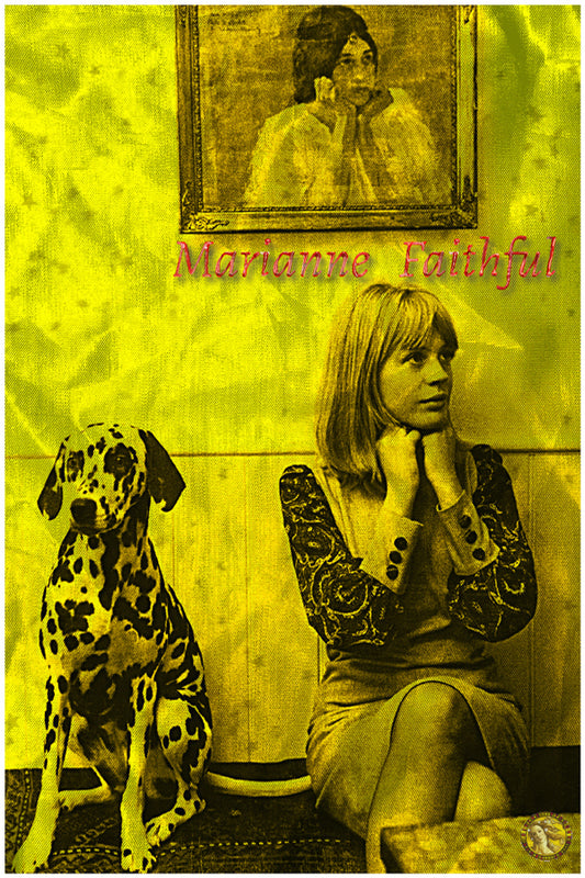 Marianne Faithfull | Dalmatian Dog 1964 | Vintage Music Artist | Art Poster Print | Wall Frame