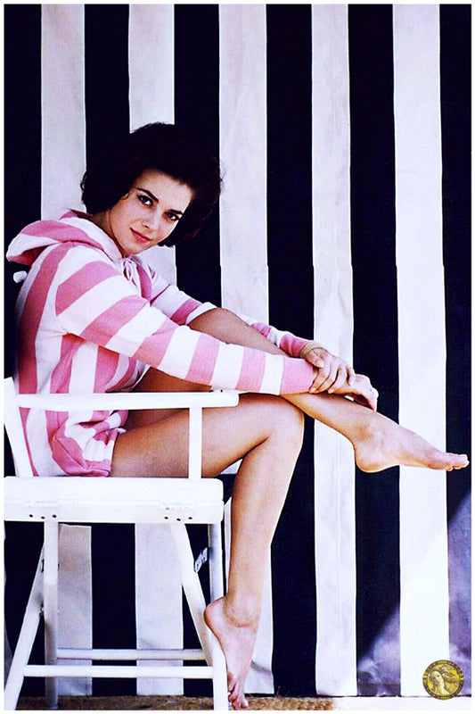 Natalie Wood in Striped Hoodie | Vintage Fashion Art Print | Wall Frame