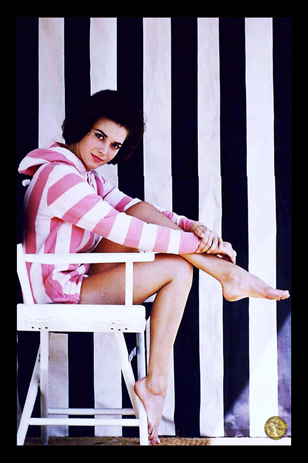 Natalie Wood in Striped Hoodie | Vintage Fashion Art Print | Wall Frame