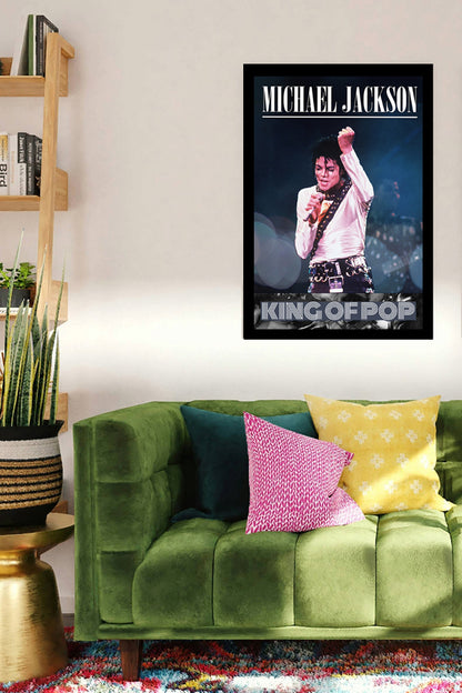 Michael Jackson King Of Pop | Vintage Music Artist | Art Poster Print | Wall Frame