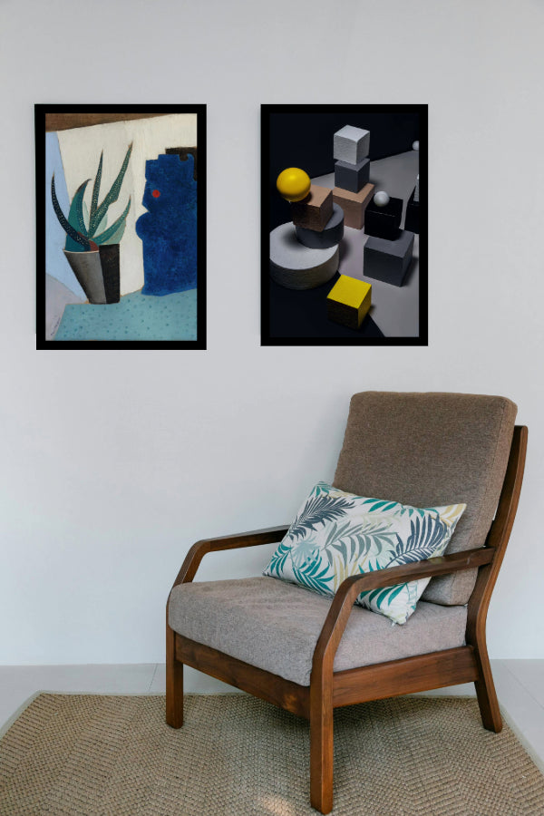 Still Life with Cactus (1916) | Ángel Zárraga | Abstract Geometric Art Print | Wall Frame