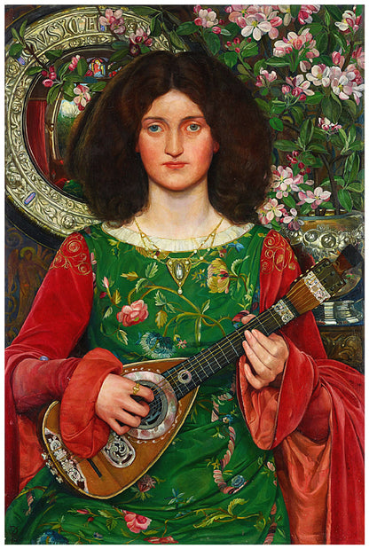 Musica (Melody) Woman Playing Guitar (1897) | Kate Elizabeth Bunce | Painting Art Print | Wall Frame