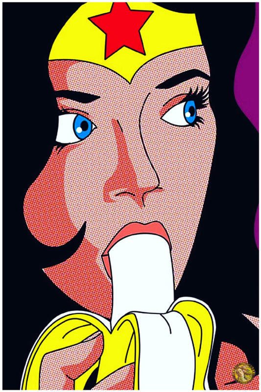 Wonder Woman With A Banana | Vintage Pop Art | Large Poster Print | Wall Frame